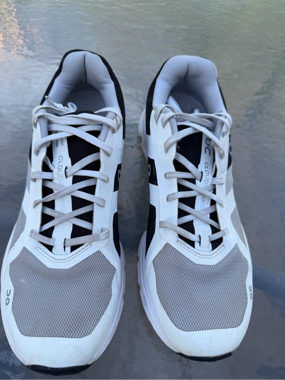 On Men's Cloudrunning Shoes in White, Gray & Black - Picture 10 of 14